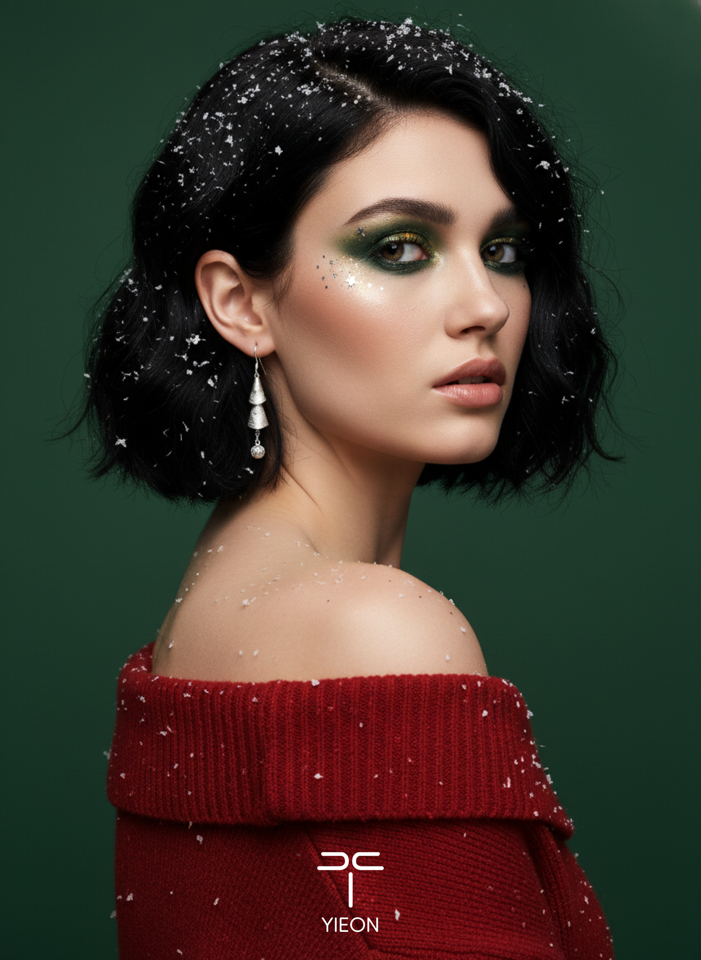 Christmas Tree Filigree Inlay Earring A