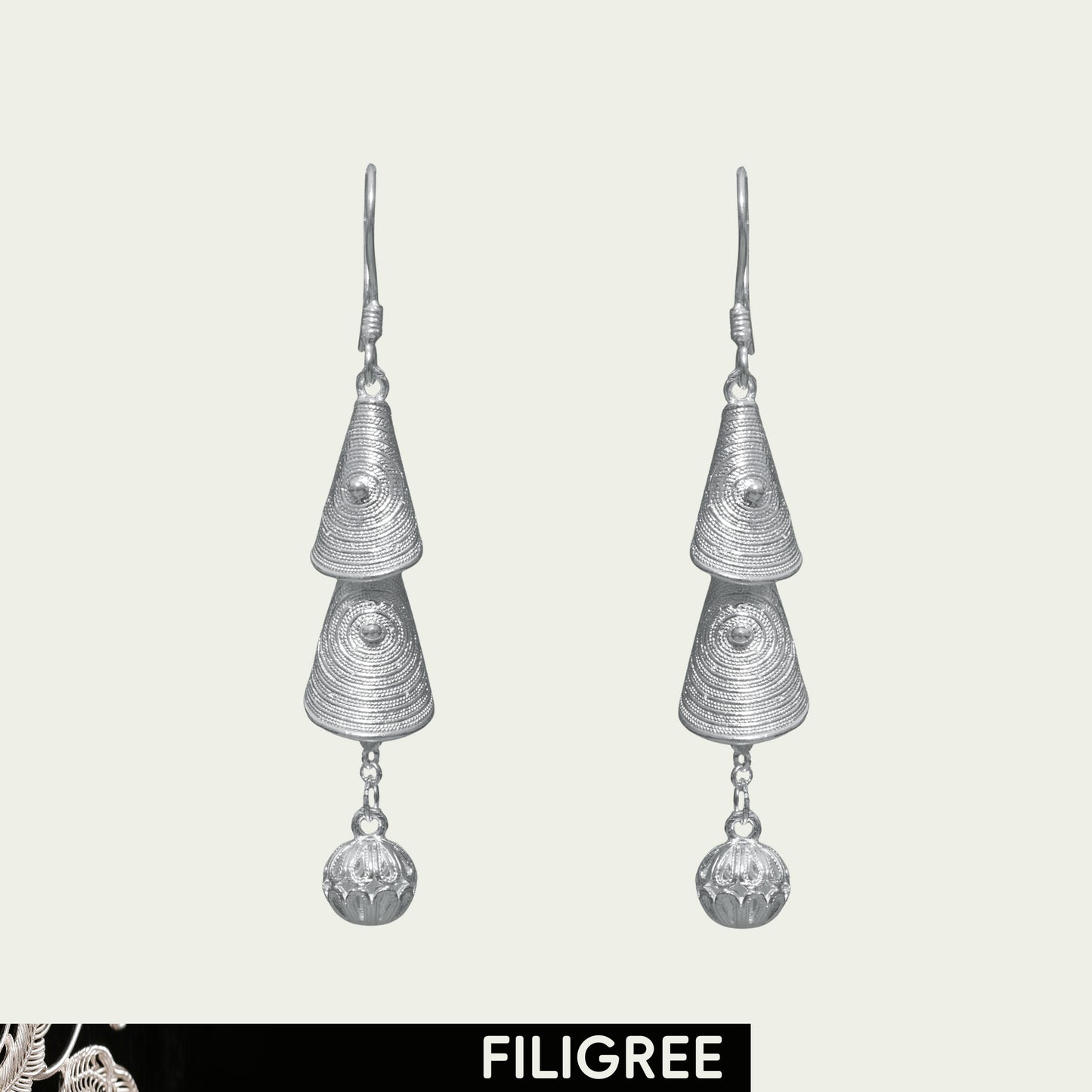 Christmas Tree Filigree Inlay Earring A