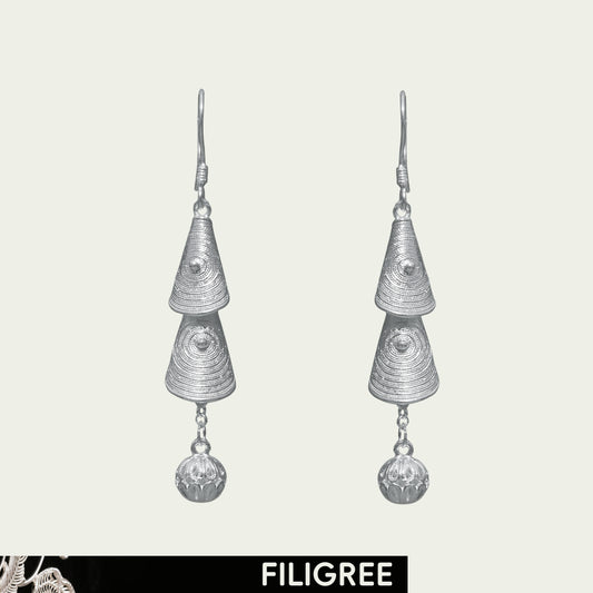 Christmas Tree Filigree Inlay Earring A