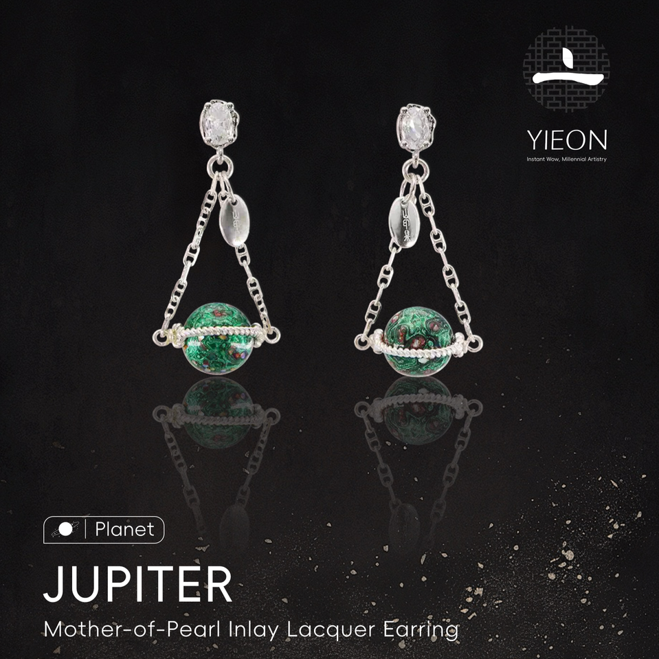 Jupiter (Planet) Mother-of-Pearl Inlay Lacquer Earring