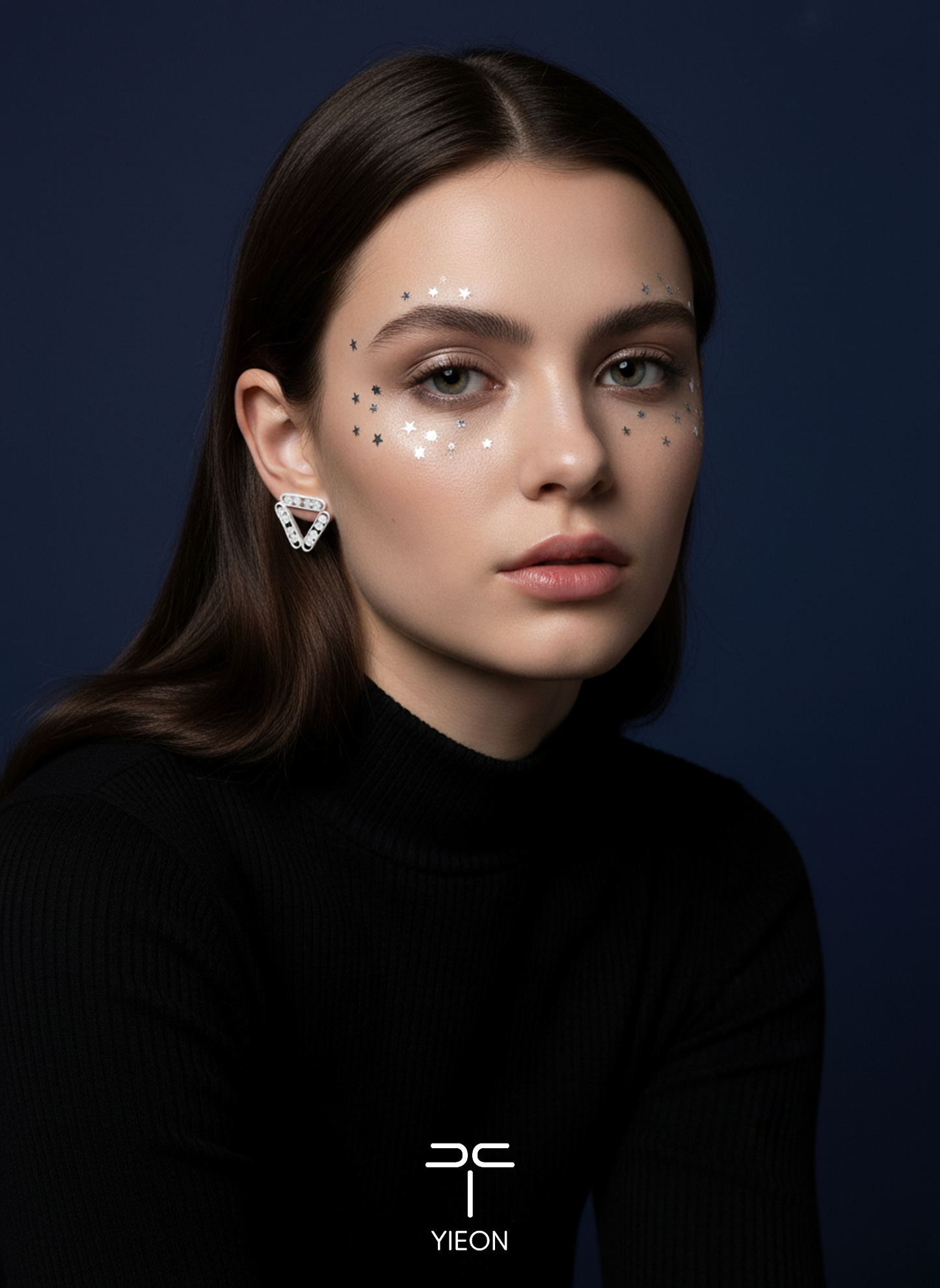 Inverted Pyramid (Starry Sky) Filigree Inlay Ear Stud