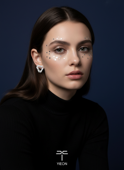 Inverted Pyramid (Starry Sky) Filigree Inlay Ear Stud