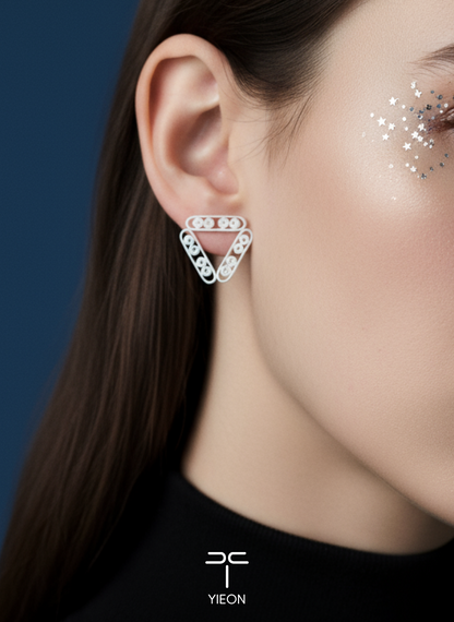 Inverted Pyramid (Starry Sky) Filigree Inlay Ear Stud