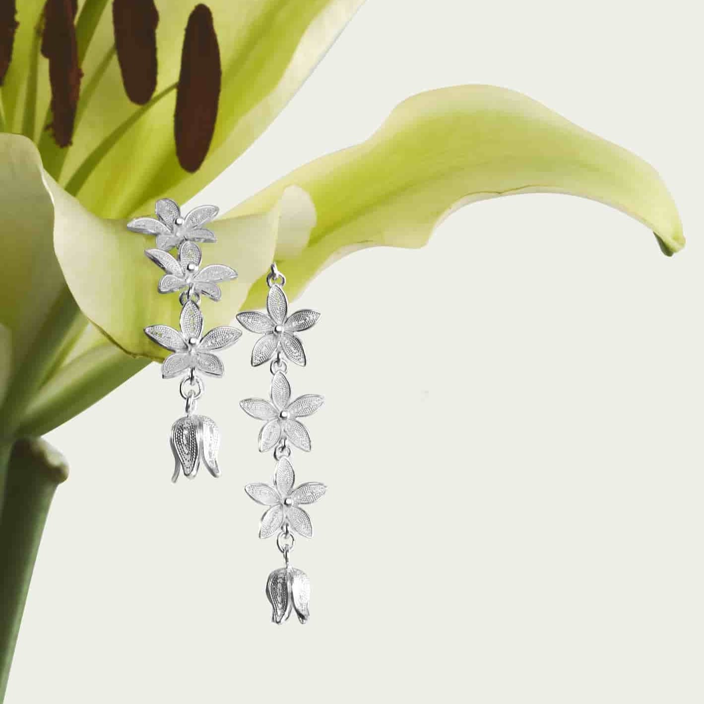 Lily (Blossoms) Filigree Inlay Earring