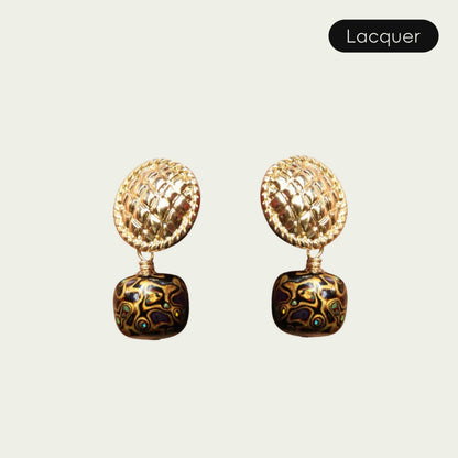Quicksand Yellow (Beaded Earring) Daqi Lacquered Hand Painted Earring