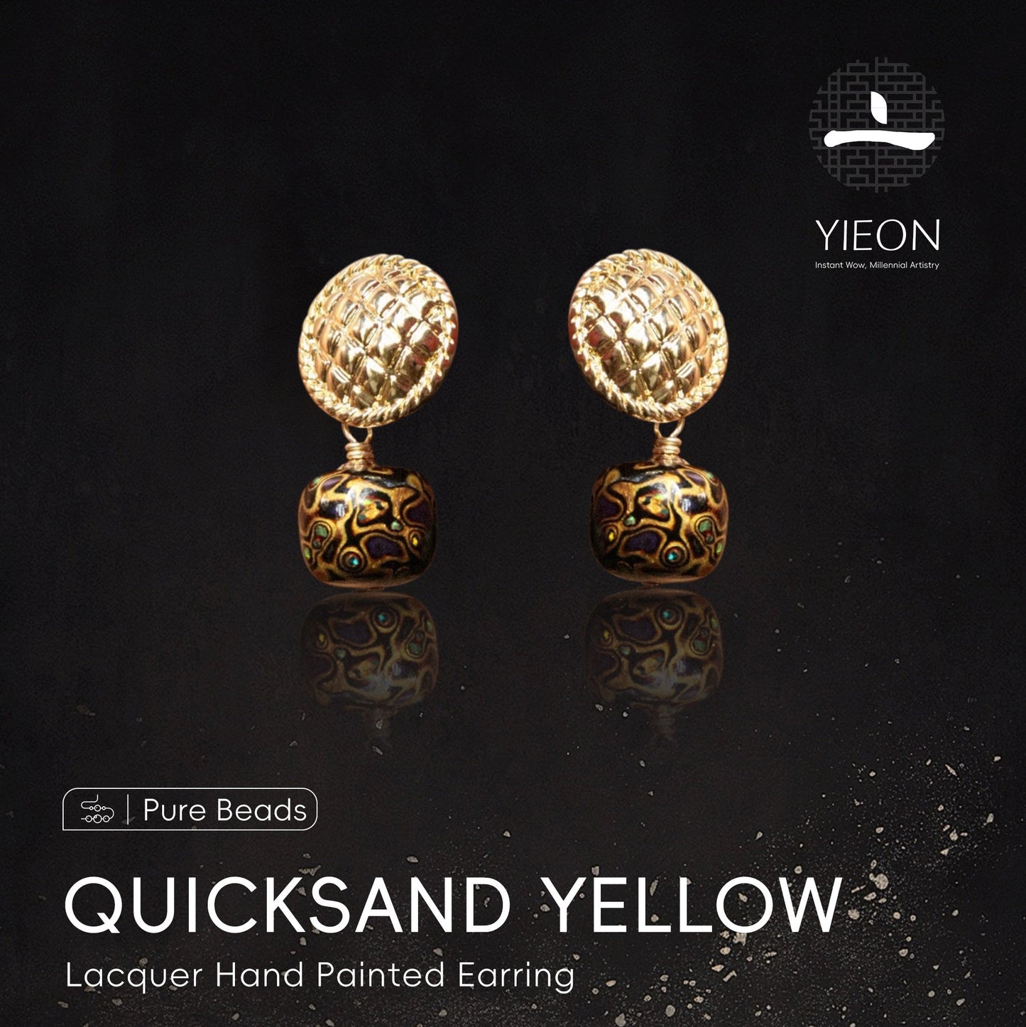 Quicksand Yellow (Beaded Earring) Daqi Lacquered Hand Painted Earring
