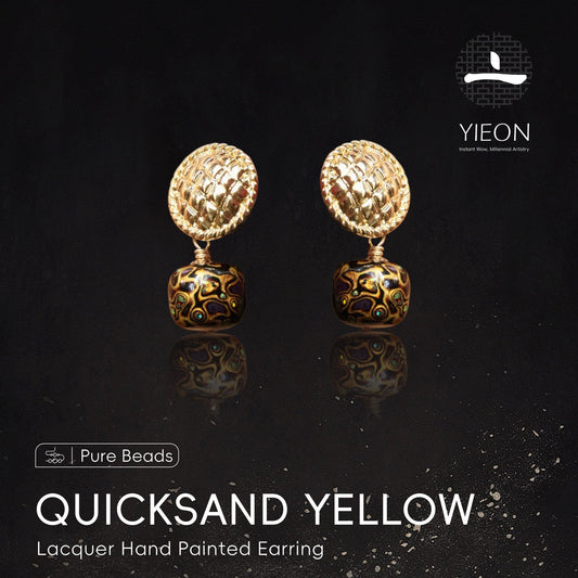 Quicksand Yellow (Beaded Earring) Daqi Lacquered Hand Painted Earring