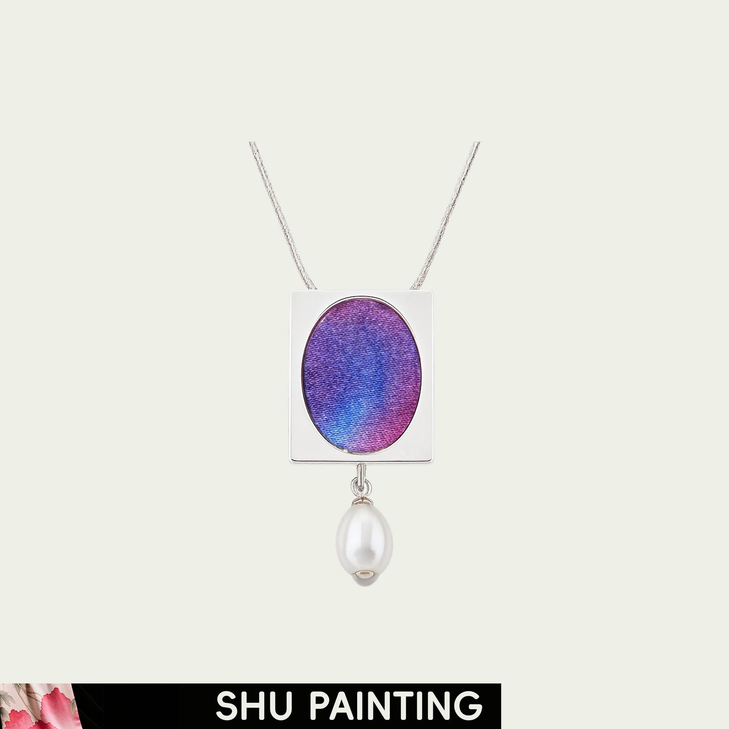 Violet Stream (Window View) Shu Painting Necklace