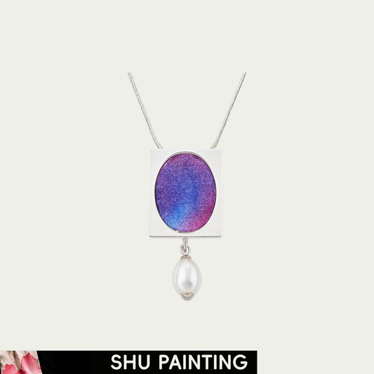 Violet Stream (Window View) Shu Painting Necklace