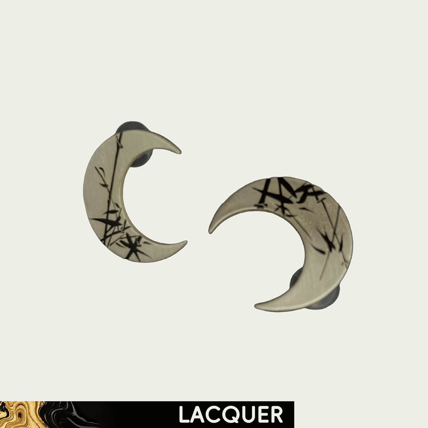 The Moon Night (Bamboo) Lacquer Hand Painted Earring