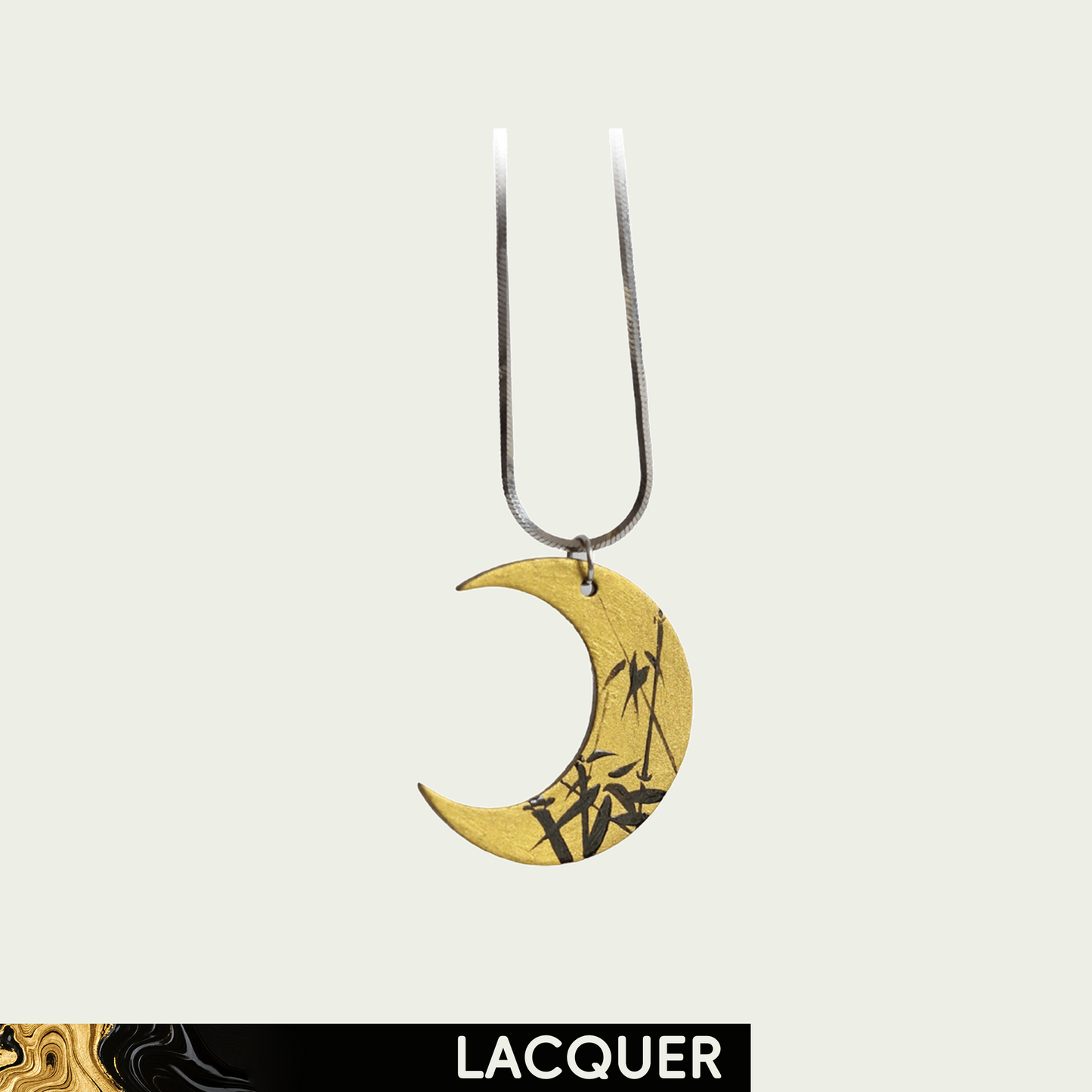 The Moon Night (Bamboo) Lacquer Hand Painted Necklace