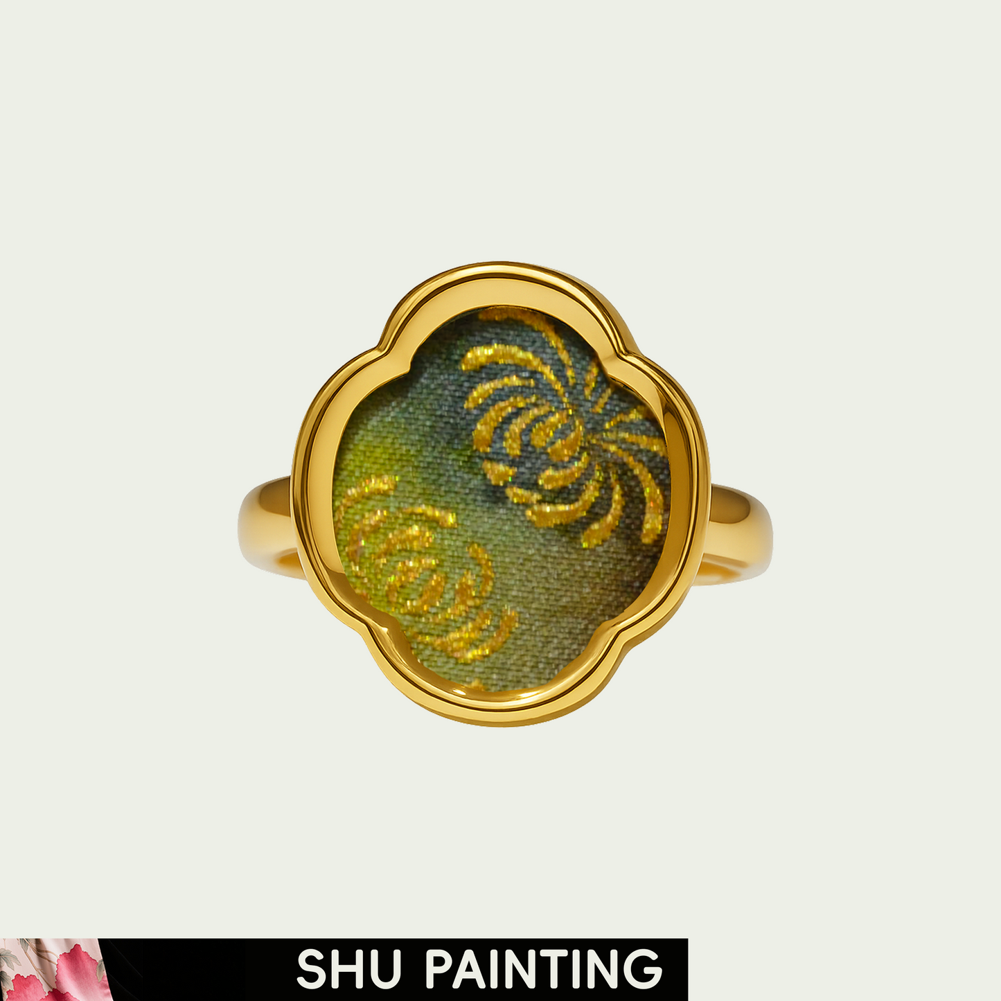 Golden Bloom (Window View) Shu Painting Ring