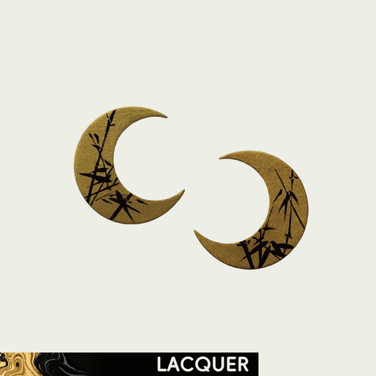 The Moon Night (Bamboo) Lacquer Hand Painted Earring