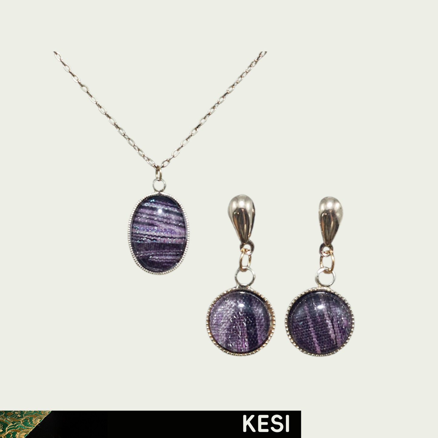 Oval Hue Kesi Necklace & Earring Set