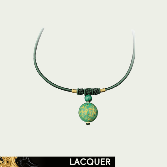 Peacock Green (Pure Beads) Daqi Lacquered Hand Painted Necklace