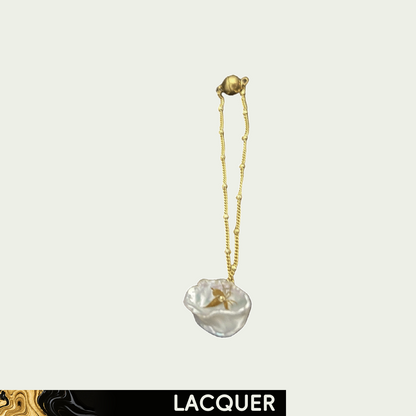 Golden Butterfly on Pearl (Pearl) Lacquer Hand Painted Bracelet