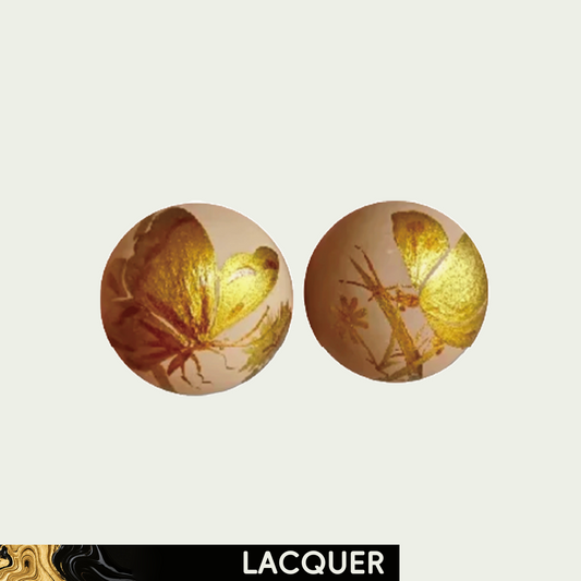 Golden Butterfly in Purple Lacquer Hand Painted Ear Stud