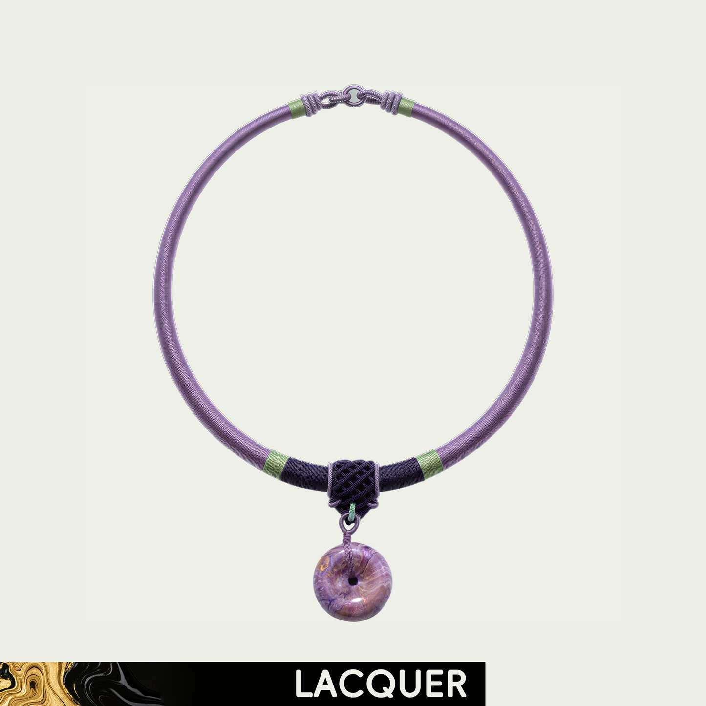 Monet Water Lily Purple (Peace Buckle) Daqi Lacquered Hand Painted Necklace
