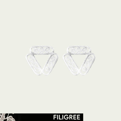Inverted Pyramid (Starry Sky) Filigree Inlay Ear Stud