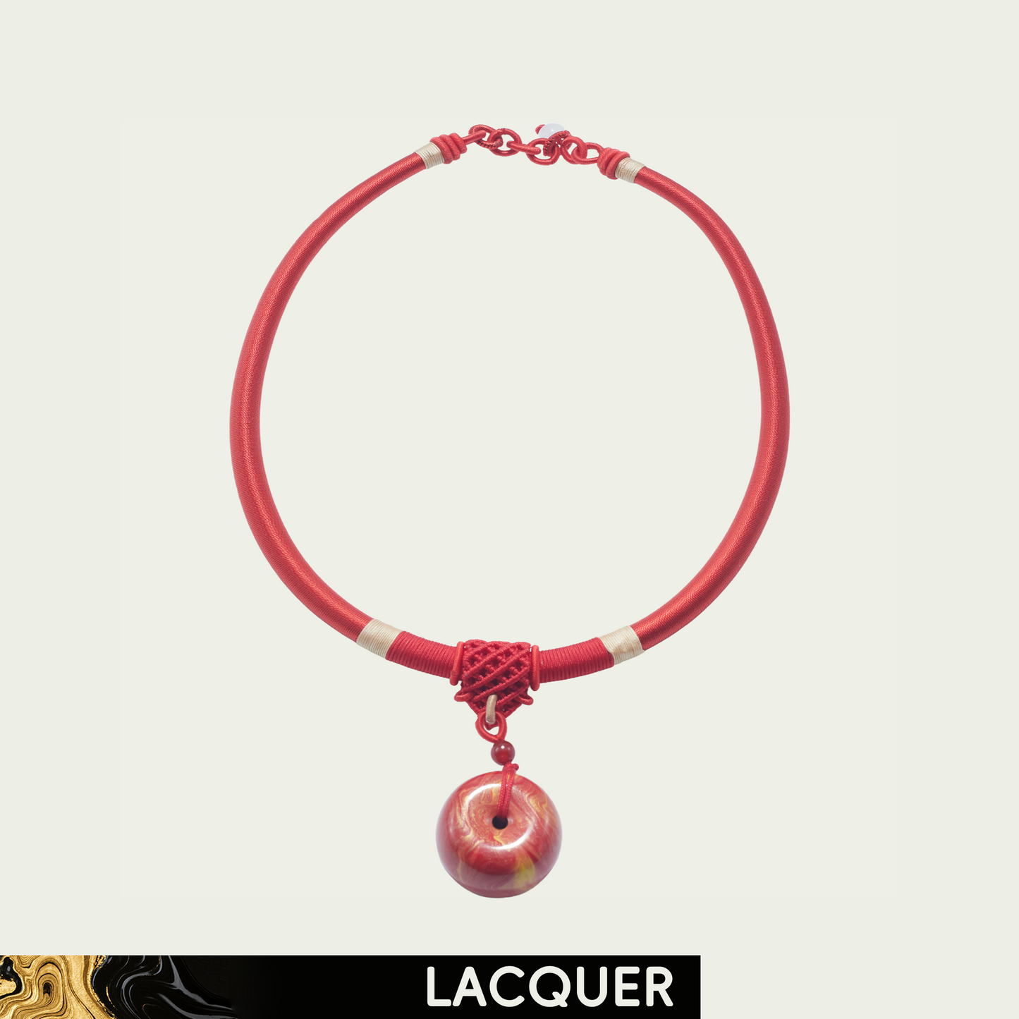 Scarlet (Peace Buckle) Daqi Lacquered Hand Painted Necklace