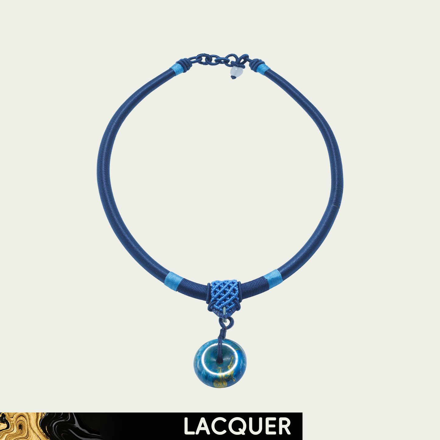 Starry Blue (Peace Buckle) Daqi Lacquered Hand Painted Necklace
