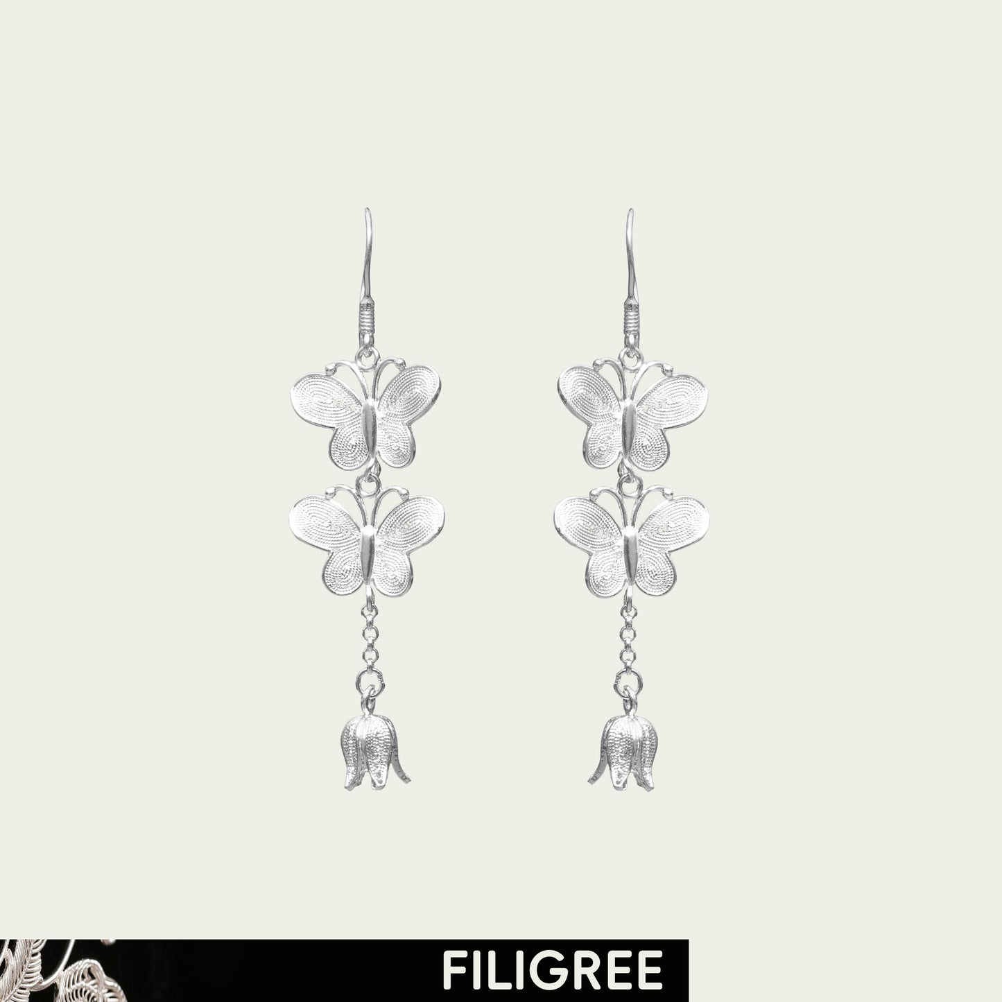 Fly (Butterfly) Filigree Inlay Earring