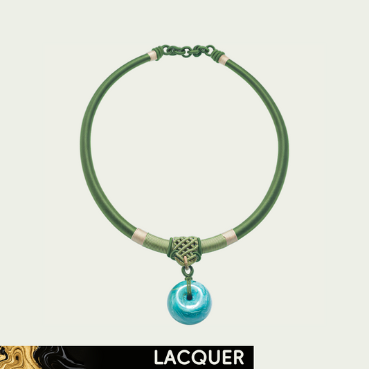 Picasso Spring Green (Peace Buckle) Daqi Lacquered Hand Painted Necklace