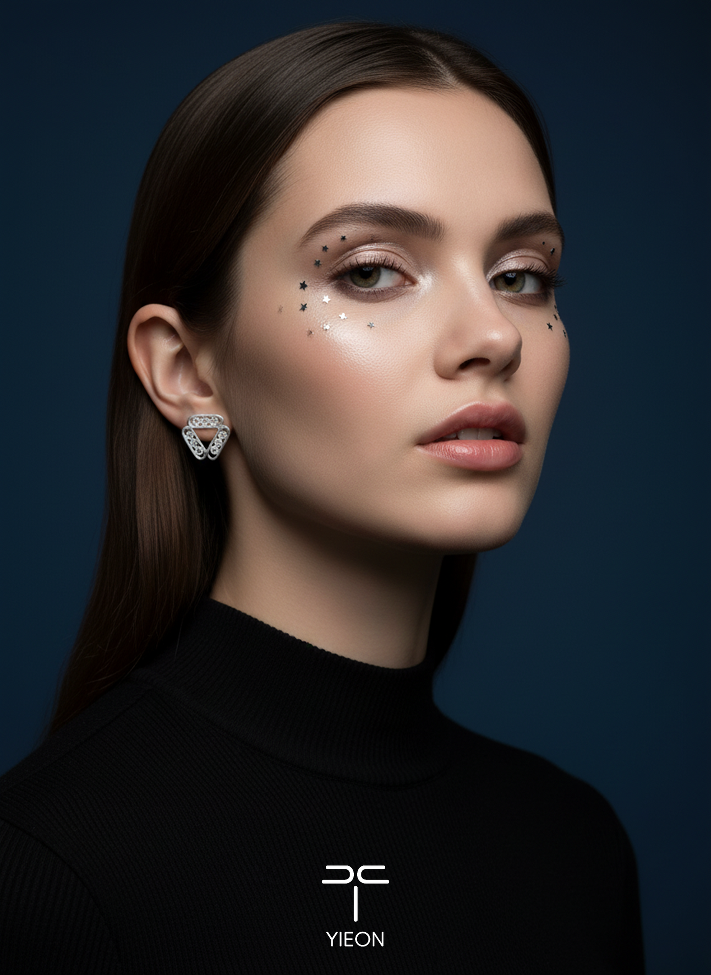 Inverted Pyramid (Starry Sky) Filigree Inlay Ear Stud