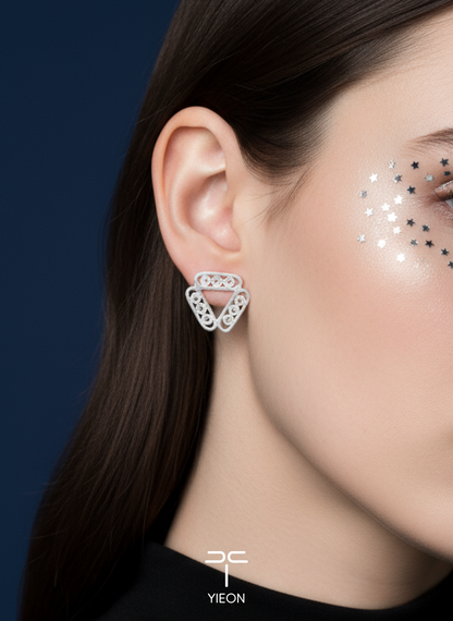 Inverted Pyramid (Starry Sky) Filigree Inlay Ear Stud
