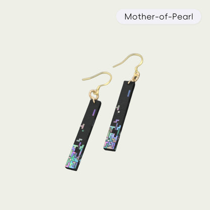 Data Neon Corridor (Neon Code) Mother-of-Pearl Lacquer Earring