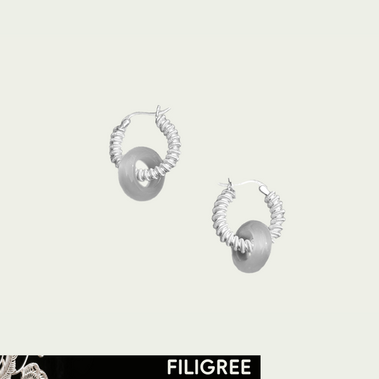 Spiral Loop (Power) Filigree Inlay Earring