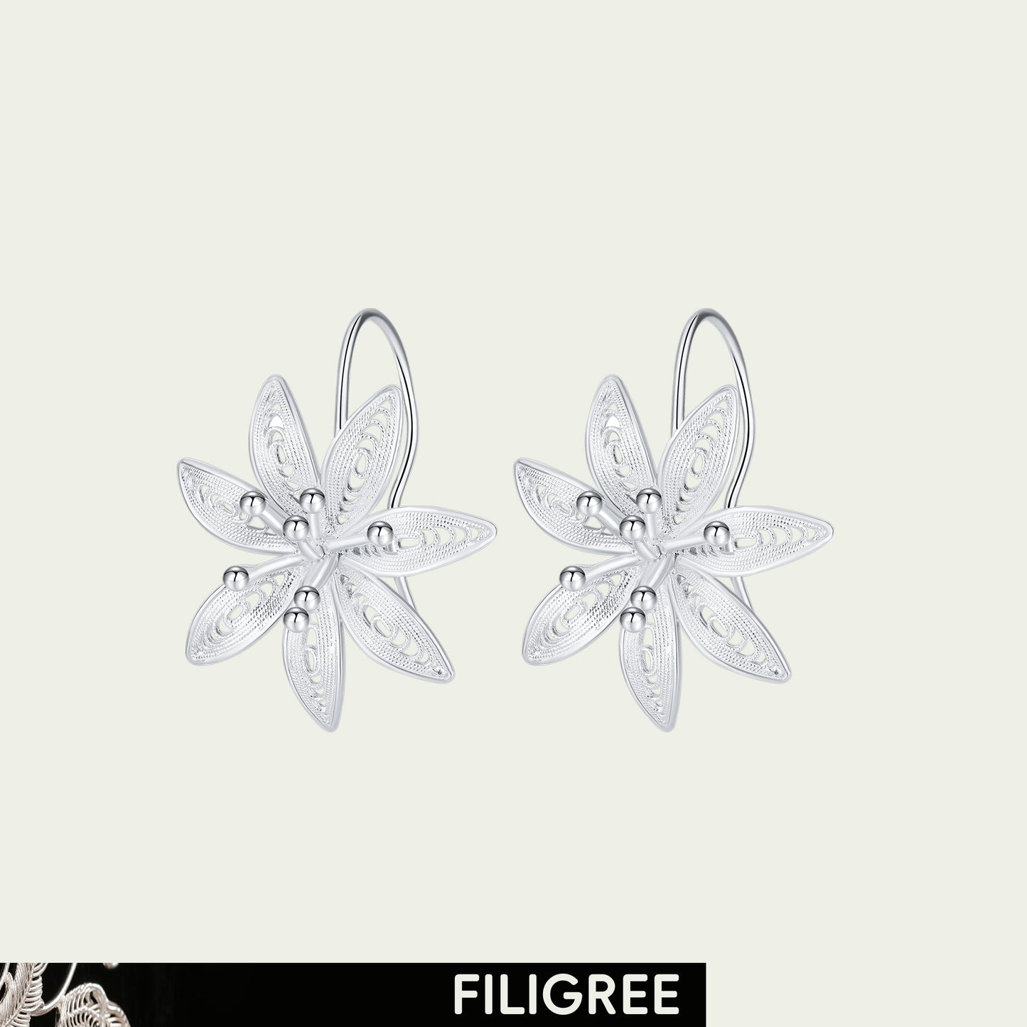Lily (Blossoms) Filigree Inlay Ear Stud