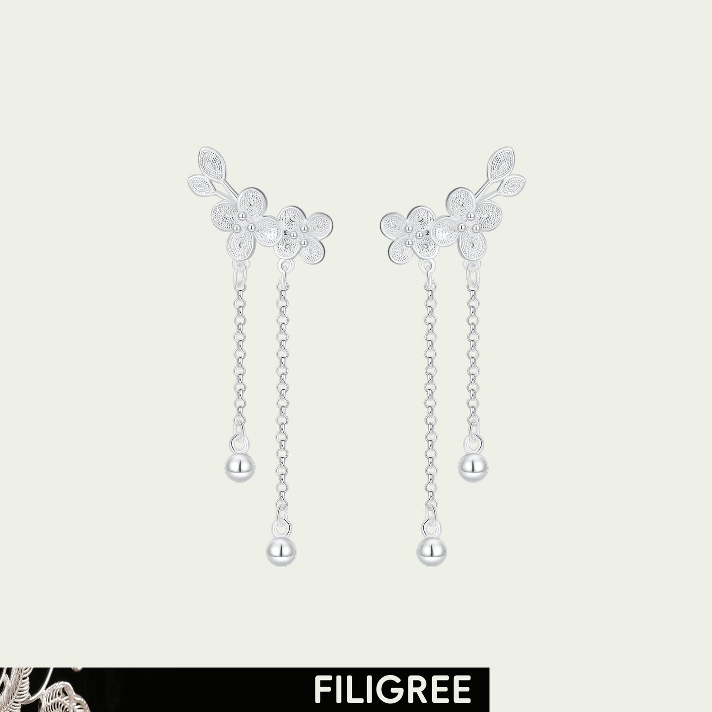 Peach Blossom (Blossoms) Filigree Inlay Earring