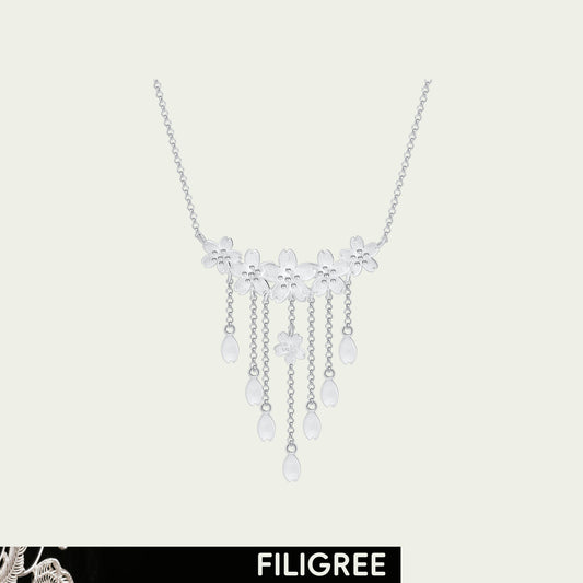Sakura (Blossoms) Filigree Inlay Necklace