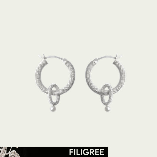 Cascade (Ripple) Filigree Inlay Earring B