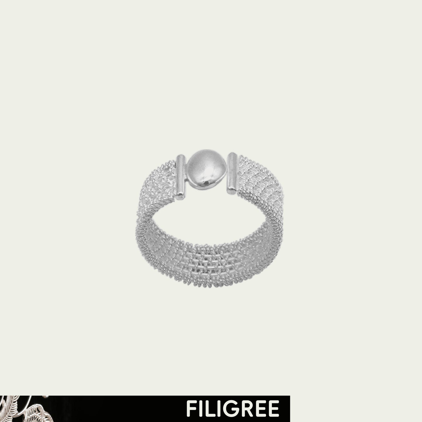 Silk Net (Knit) Filigree Inlay Ring B