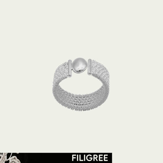 Silk Net (Knit) Filigree Inlay Ring B