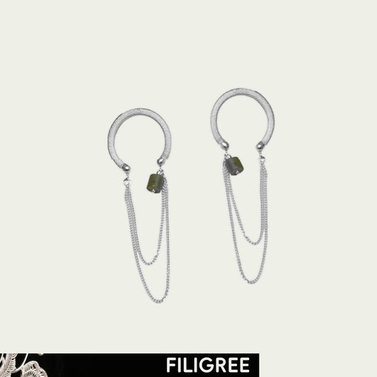 Crescent (Ripple) Filigree Inlay Earring