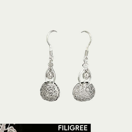 88 (Lucky Beads)  Filigree Inlay Earring