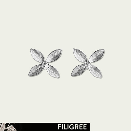 Clover Filigree Inlay Ear Stud