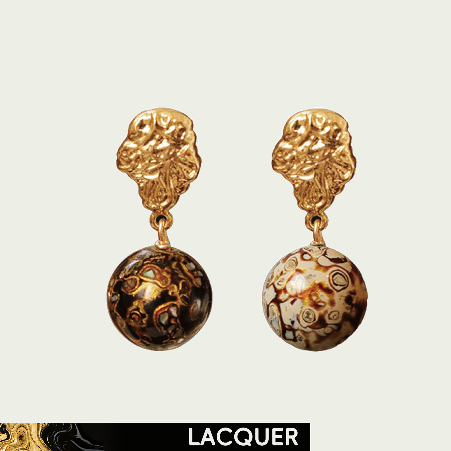 Black & White (Beaded Earring) Daqi Lacquered Hand Painted Earring