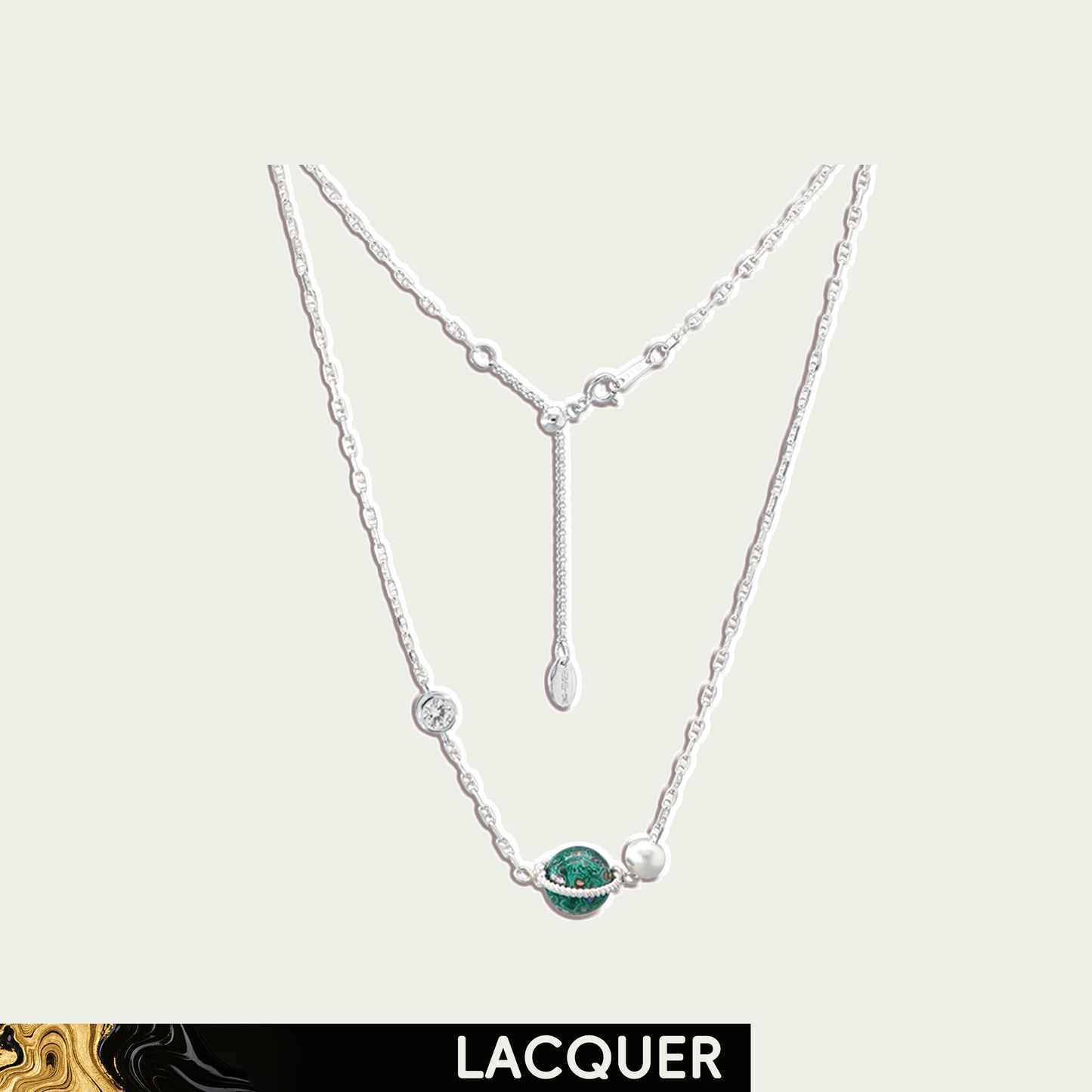 Jupiter (Planet) Mother-of-Pearl Inlay Lacquer Necklace