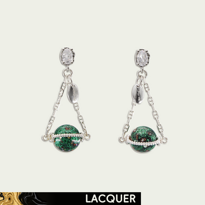Jupiter (Planet) Mother-of-Pearl Inlay Lacquer Earring