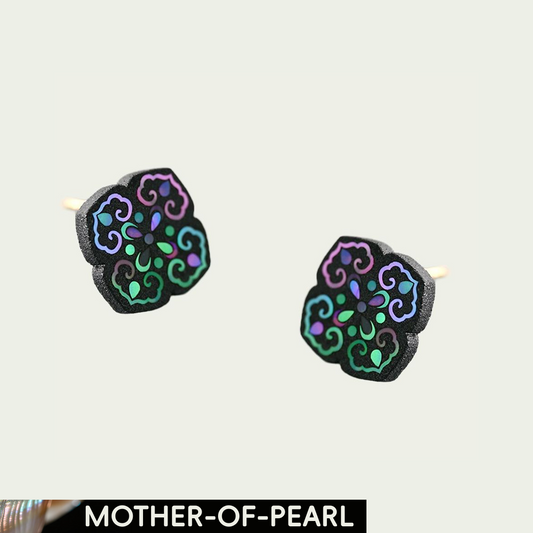 Geometric Blessing (Eastern Totem) Mother-of-Pearl Lacquer Ear Stud