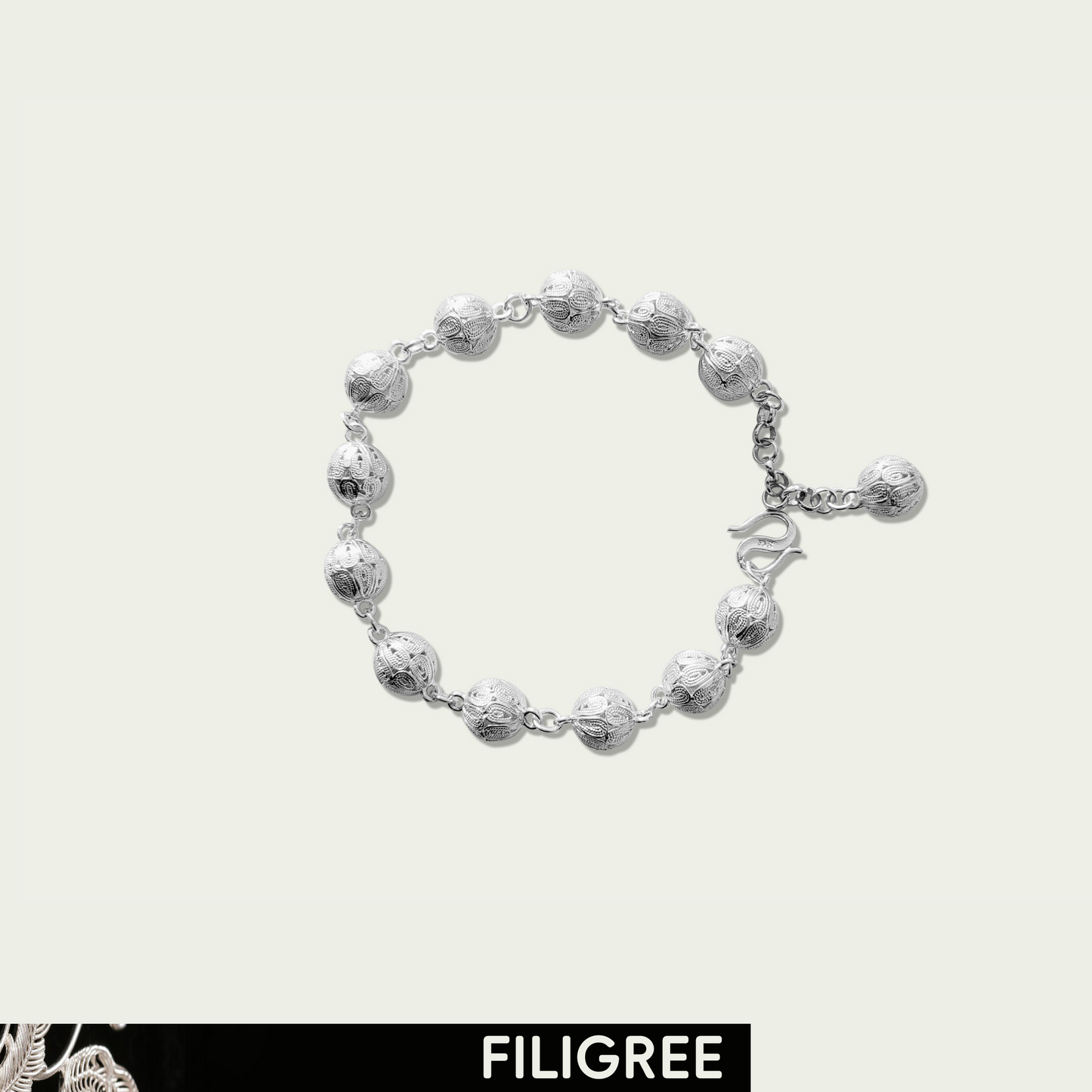 10 (Lucky Beads)  Filigree Inlay Bracelet