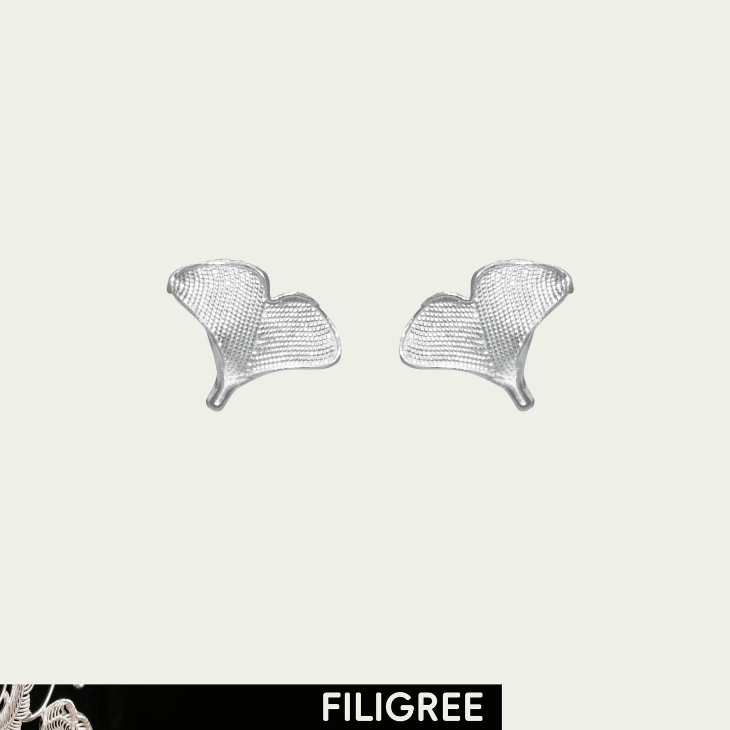 Gingko Filigree Inlay Ear Stud
