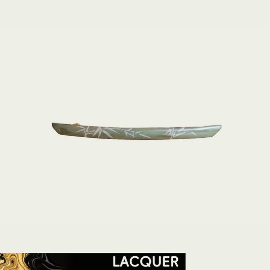 White Bamboo in Sage Green Lacquer Hand Painted Hair Clip