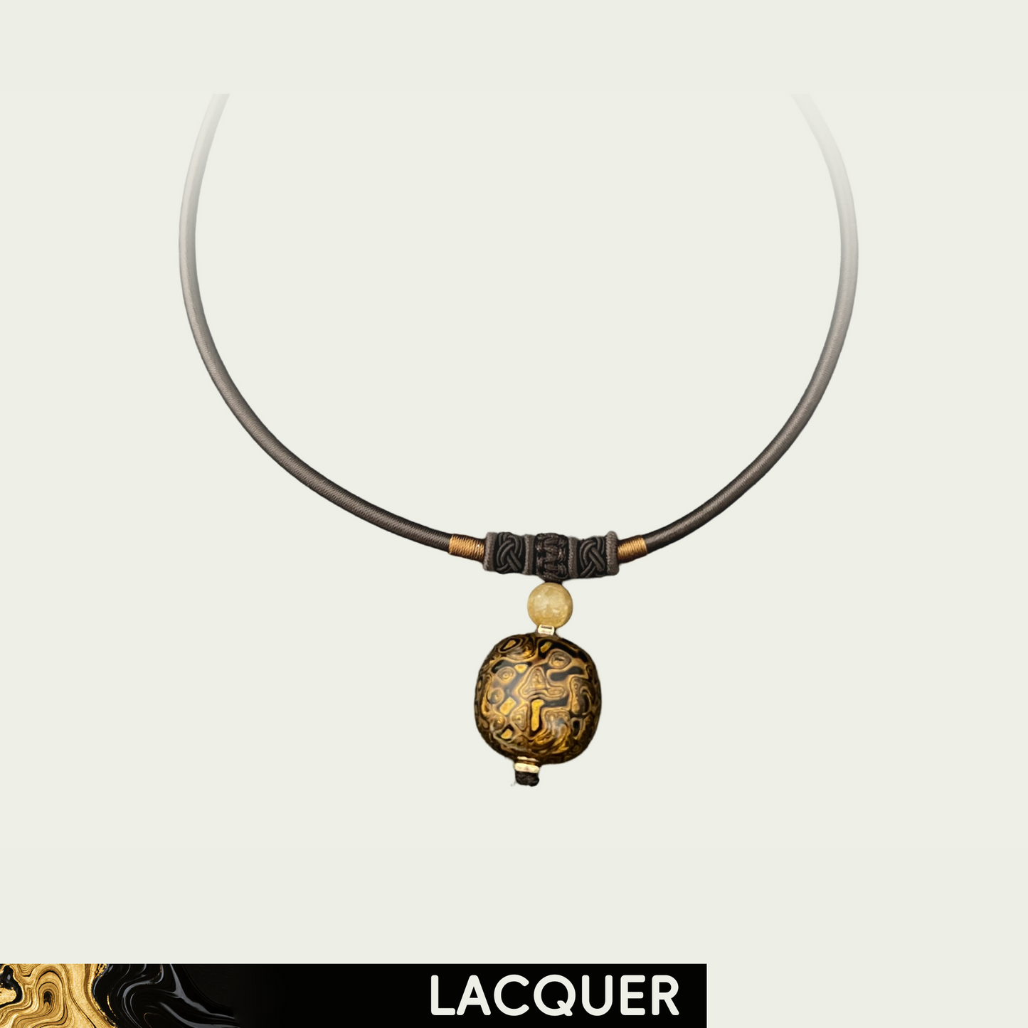 Yellowish Black (Pure Beads)  Lacquer Hand Painted Necklace