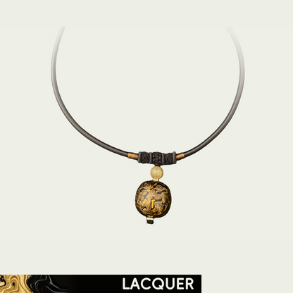 Yellowish Black (Pure Beads)  Lacquer Hand Painted Necklace
