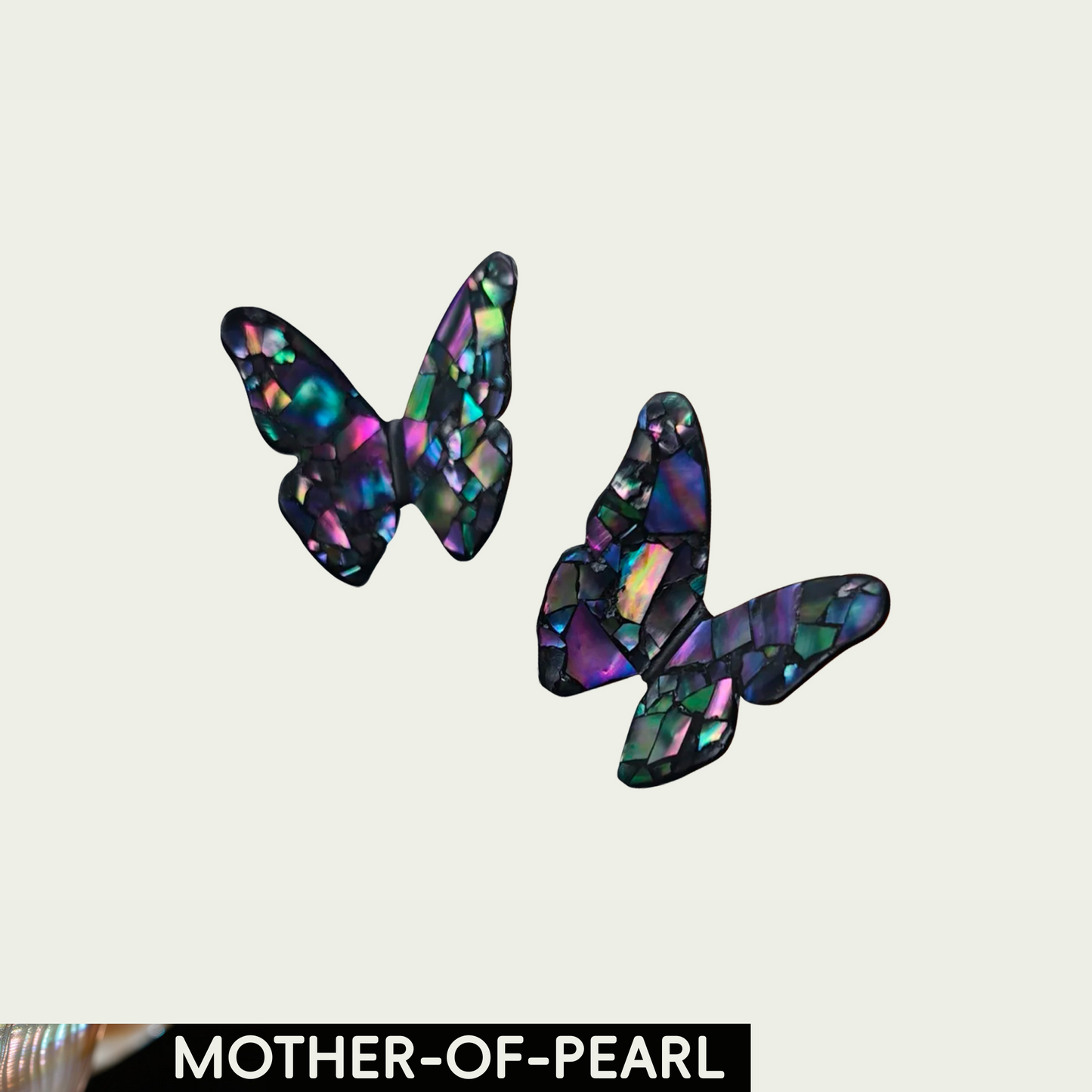 Colorful Black (Butterfly) Mother-of-Pearl Lacquer Ear Stud